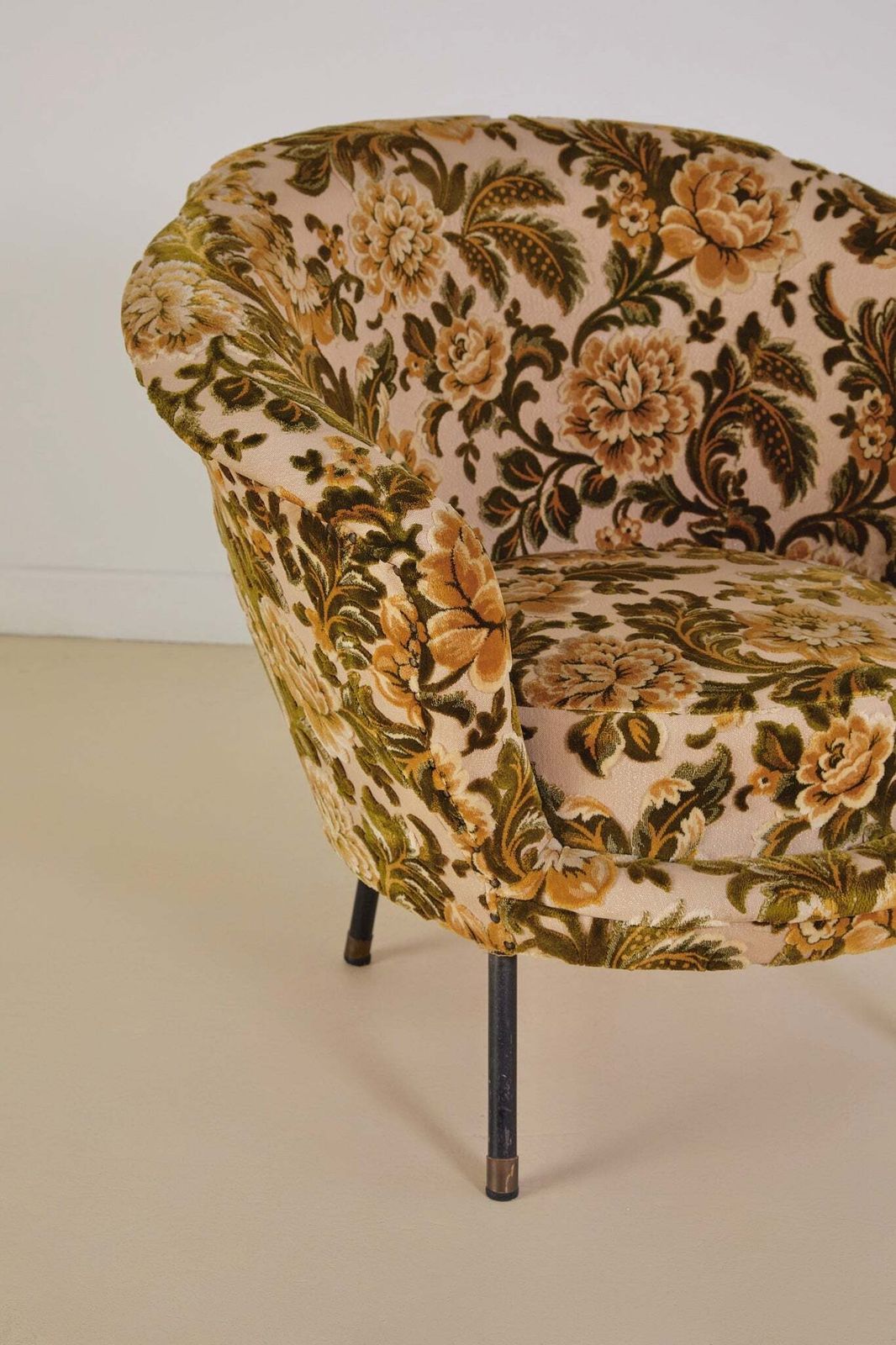 Italian Velvet Floral Armchair And Pouffe photo buy