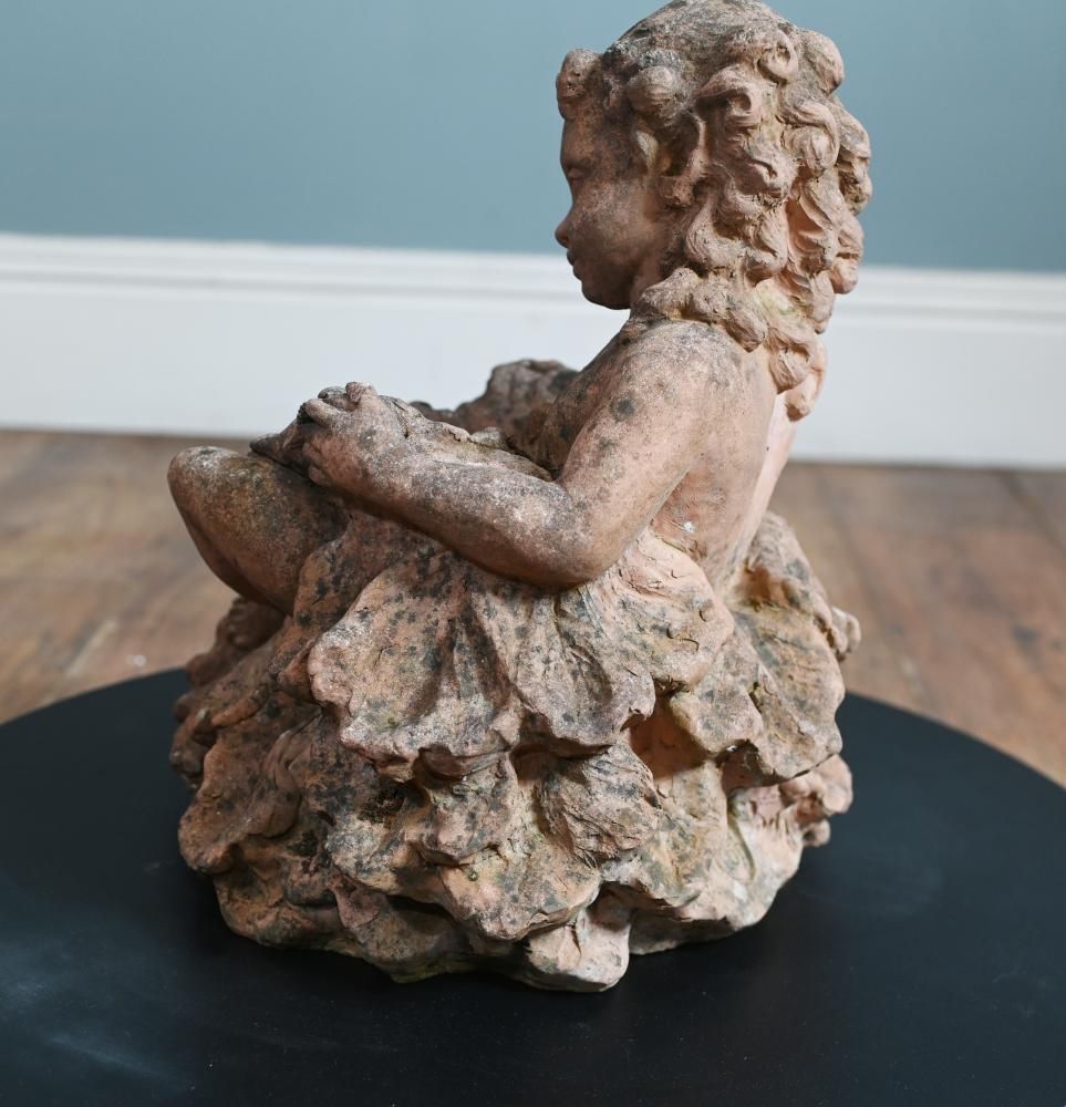 photo for sale Antique Terracotta Garden Cherub Nymph Statue
