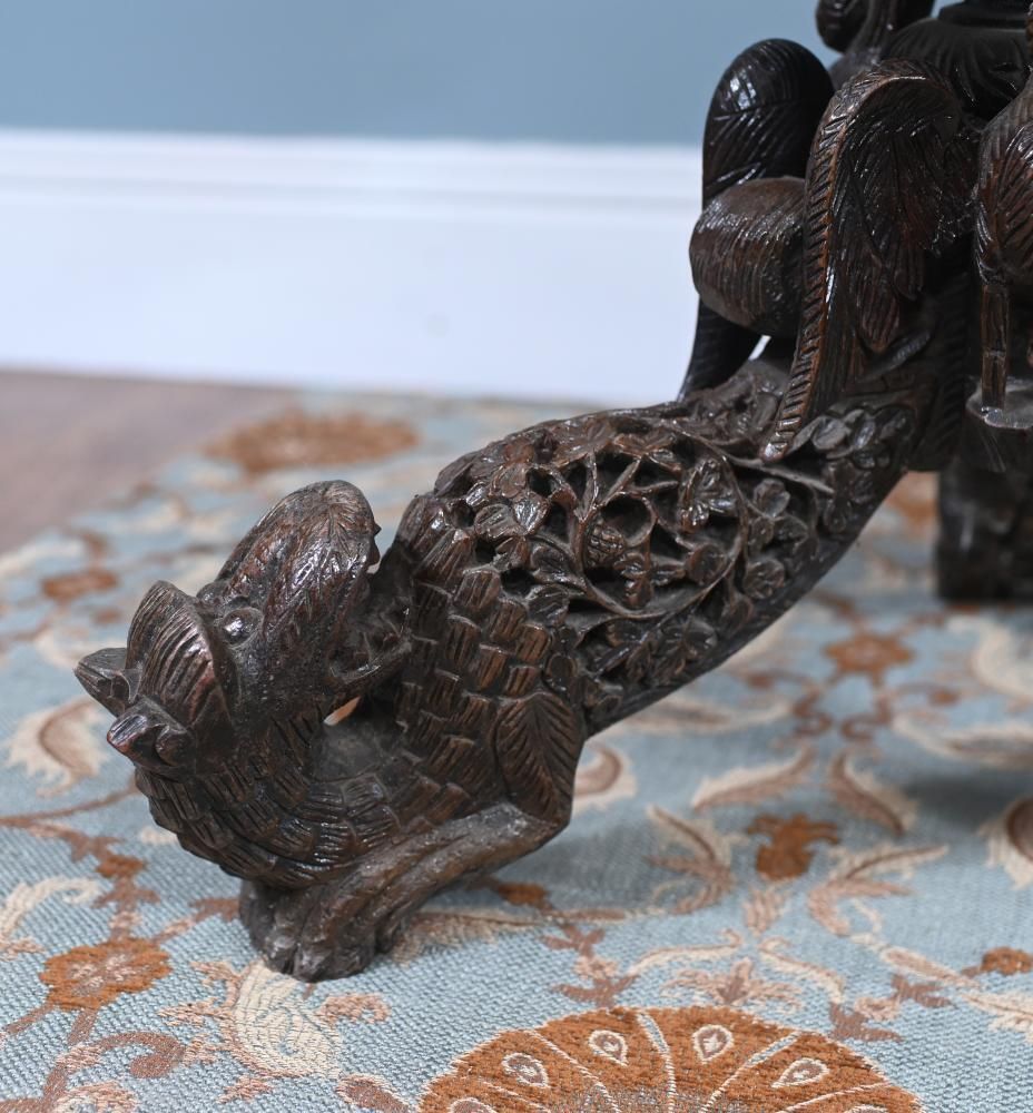 photo furniture Antique Burmese Side Table Carved Hardwood Myanmar Furniture