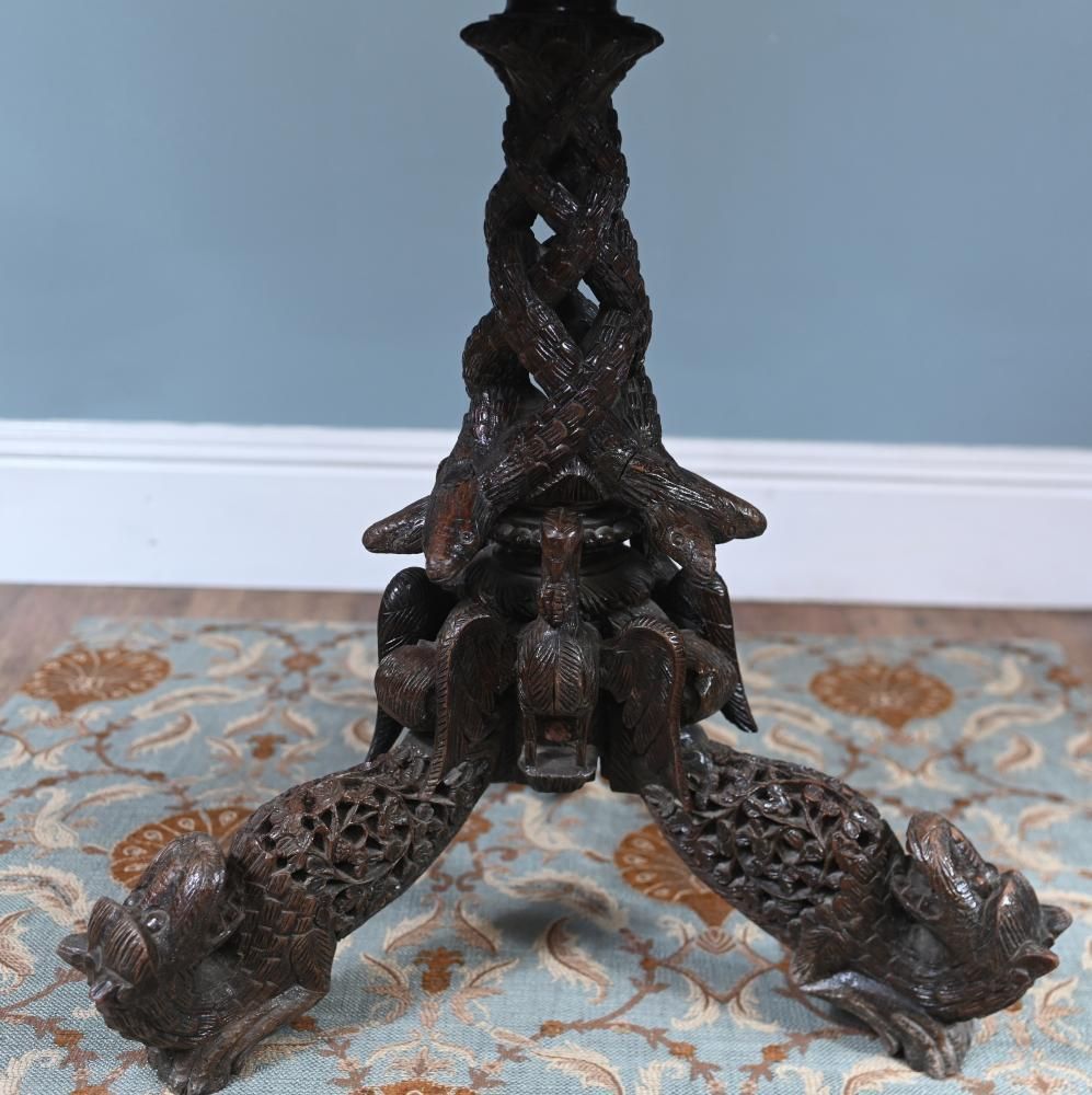 photo buy Antique Burmese Side Table Carved Hardwood Myanmar Furniture