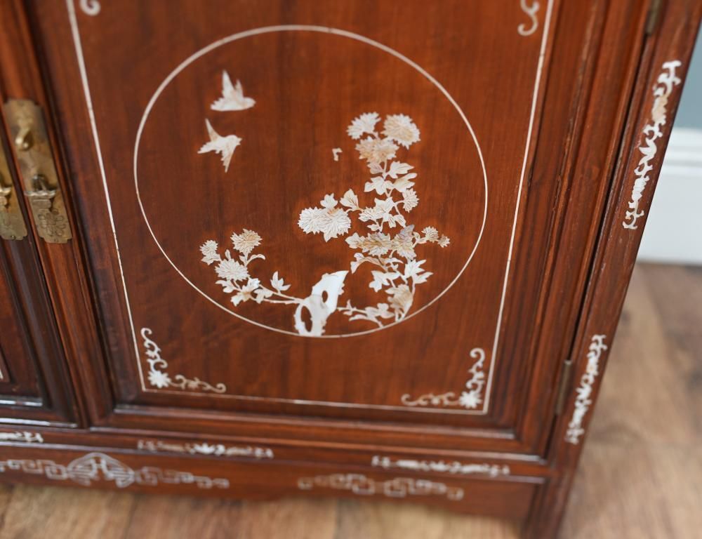 Pair Chinese Display Cabinets Mother Of Pearl Inlay 1900 photo furniture
