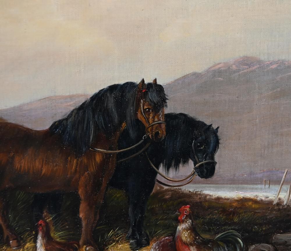 Victorian Oil Painting Horse Farmyard Scene 1880 photo buy