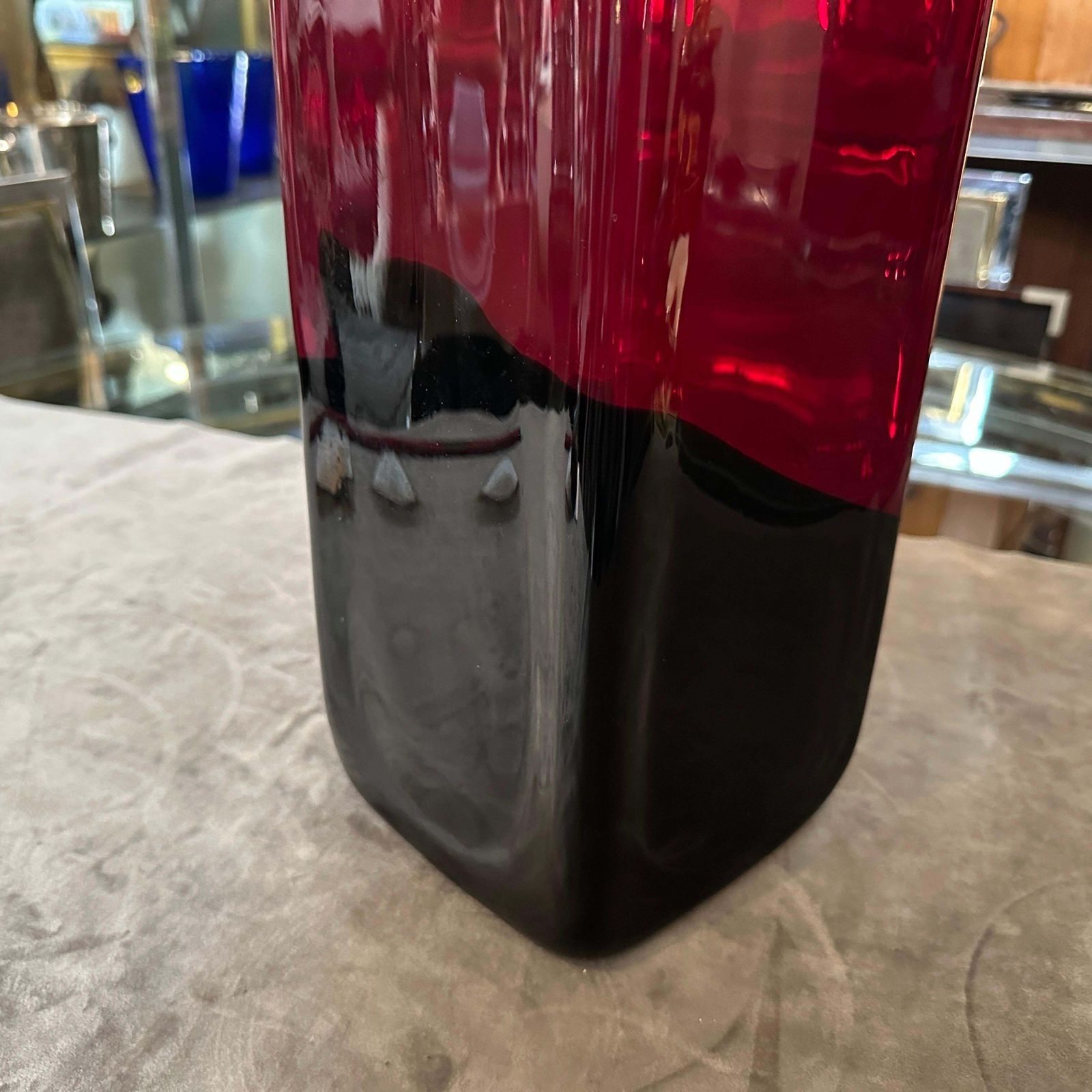 1980s Modern Red And Black Murano Glass Vase By Carlo Moretti photo Home Decor