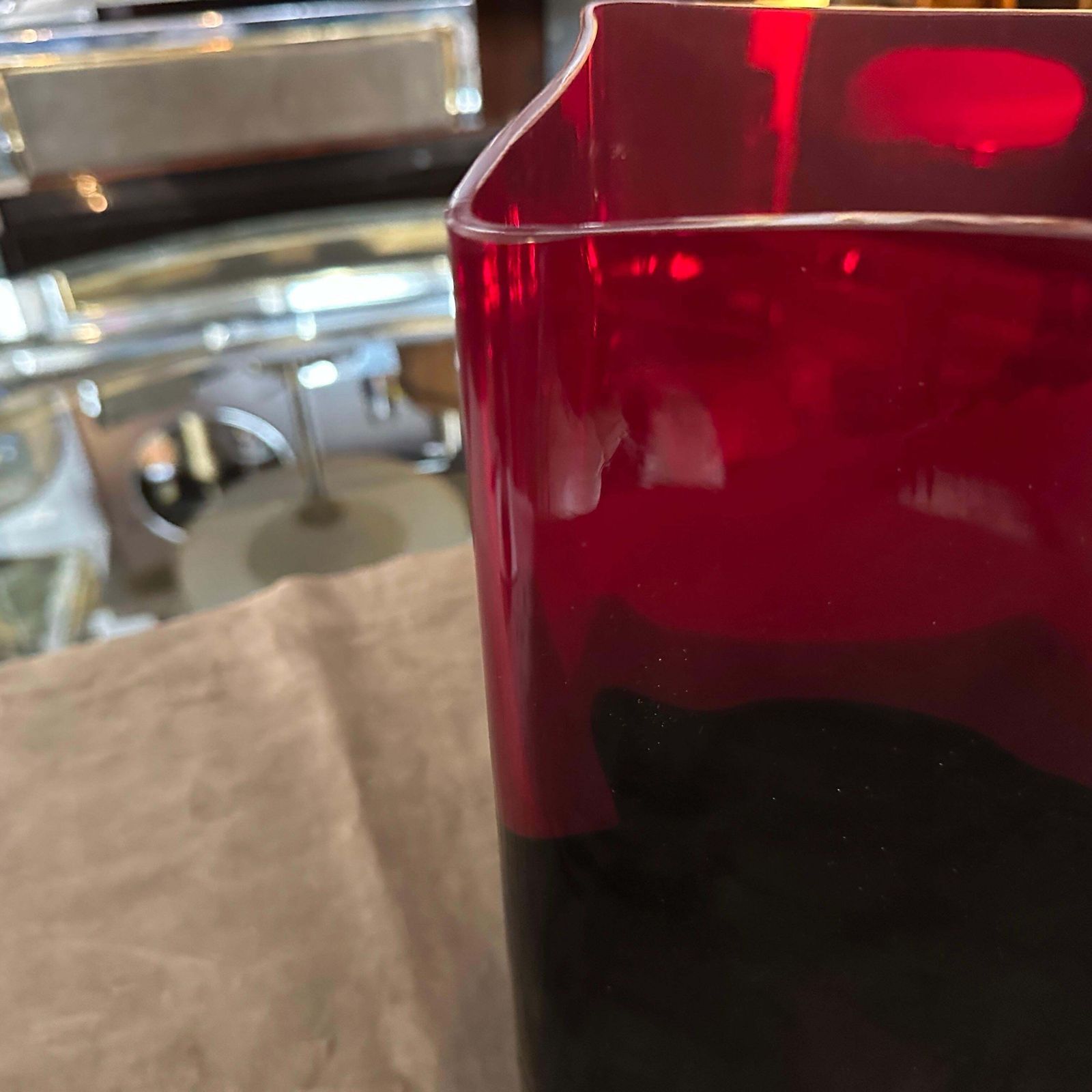 1980s Modern Red And Black Murano Glass Vase By Carlo Moretti photo buy
