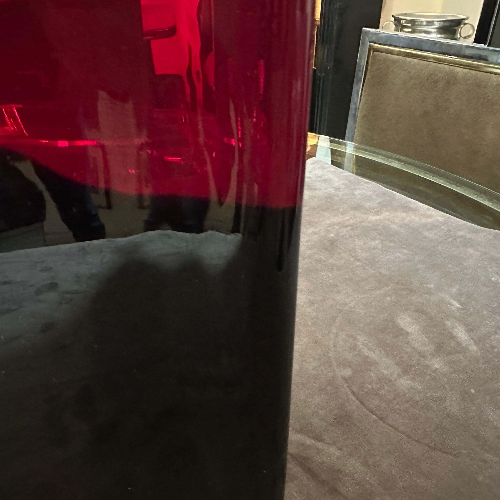 photo buy 1980s Modern Red And Black Murano Glass Vase By Carlo Moretti