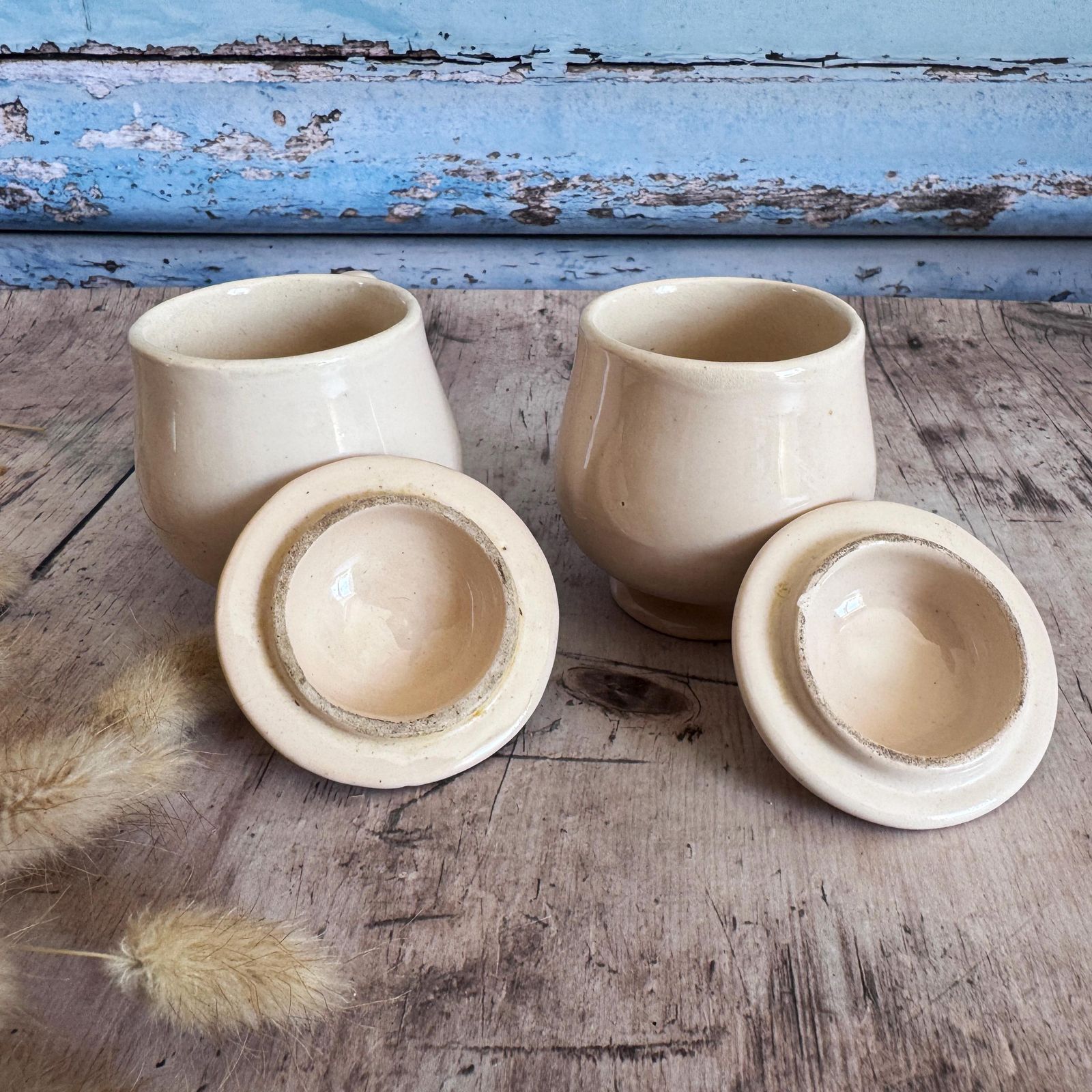 Pair Of French Vintage Lidded Custard Pots photo buy