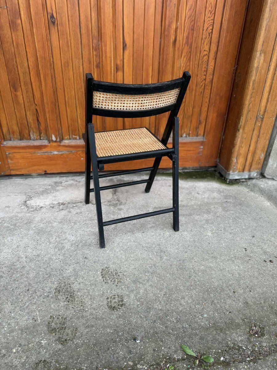 Vintage Folding Chairs With Cane Seats, 1970s, Set Of 5 photo 1982.0