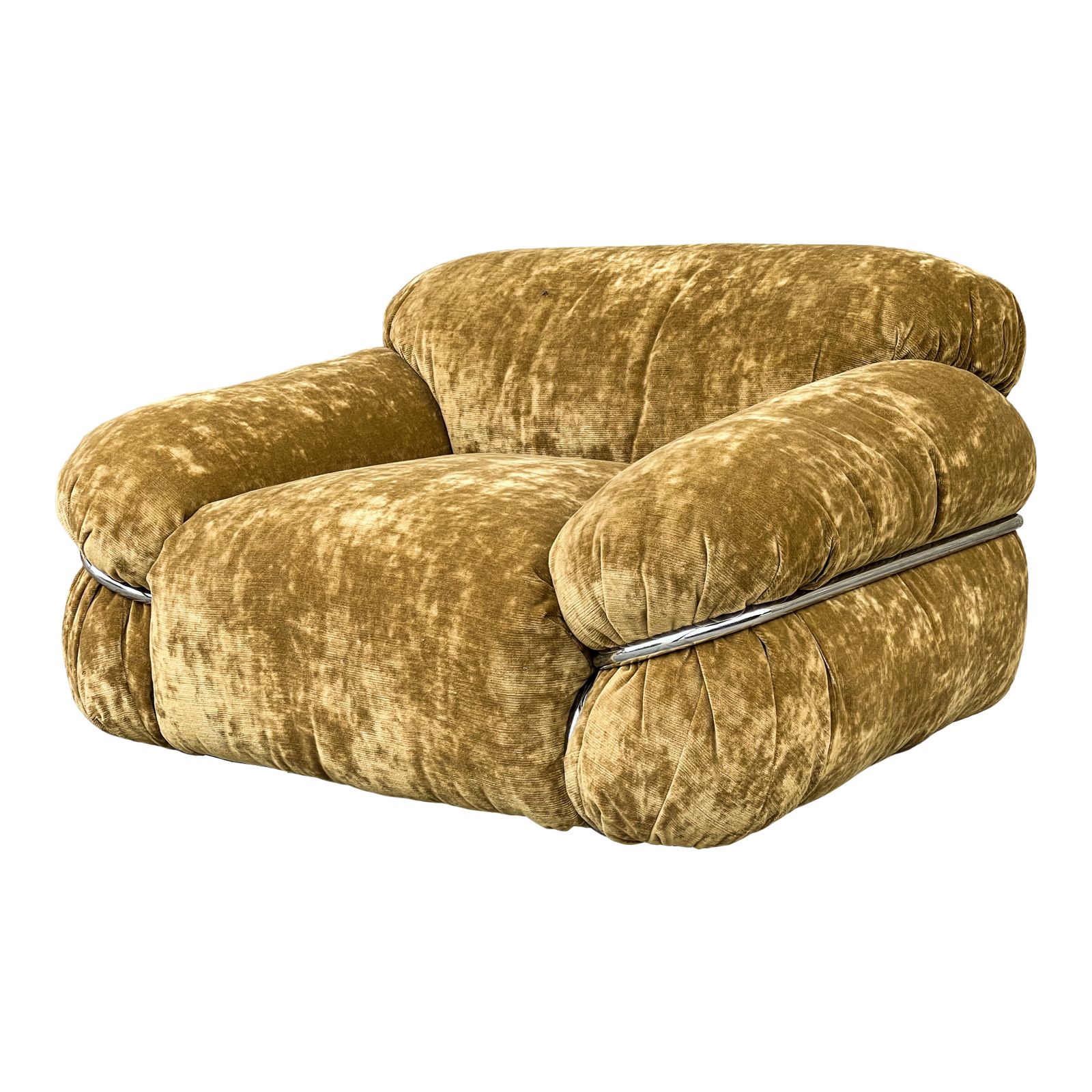 Sesann Armchair By Gianfranco Frattini For Cassina, 1970s, Restored In Ocher Yellow Velvet photo 8450.0