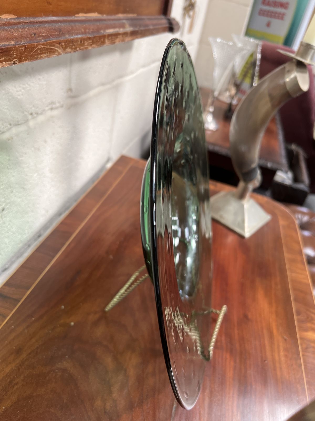 photo vintage Mid Century Murano Bullicante Glass Centerpiece Bowl In Pale Green