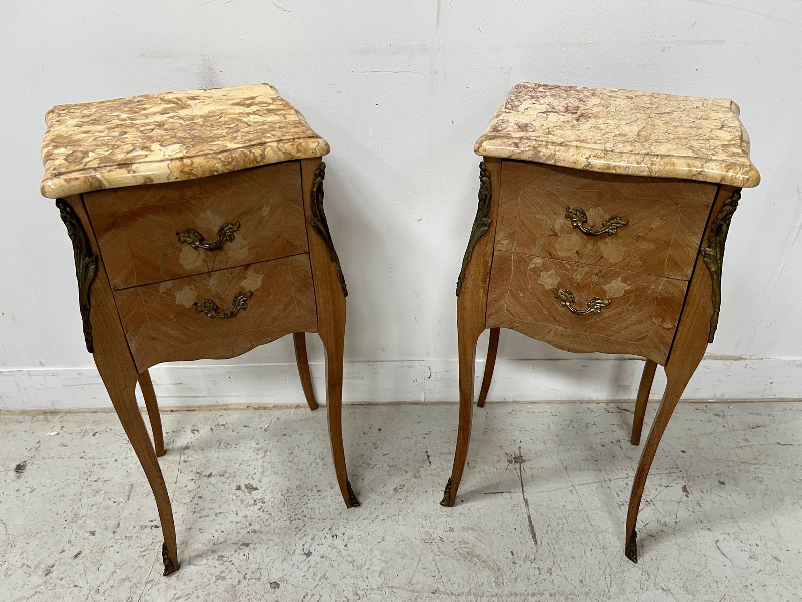 Pair Of Small Marquetry Chests Of Drawers In The Louis XV Style / 20th Century photo furniture