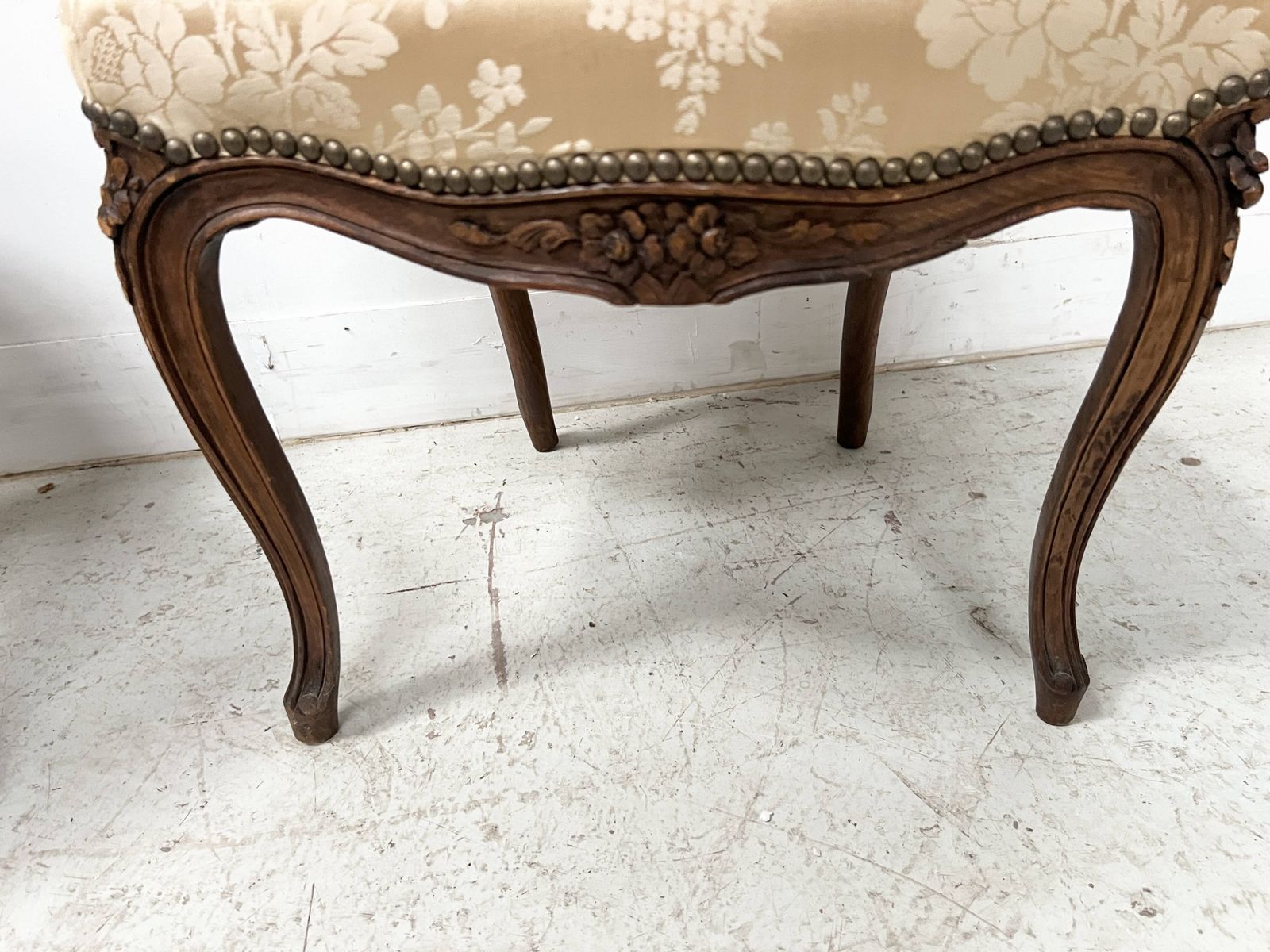 Set Of Two Chairs And A Stool In The Louis XV Style, Made Of Walnut. photo 550.8