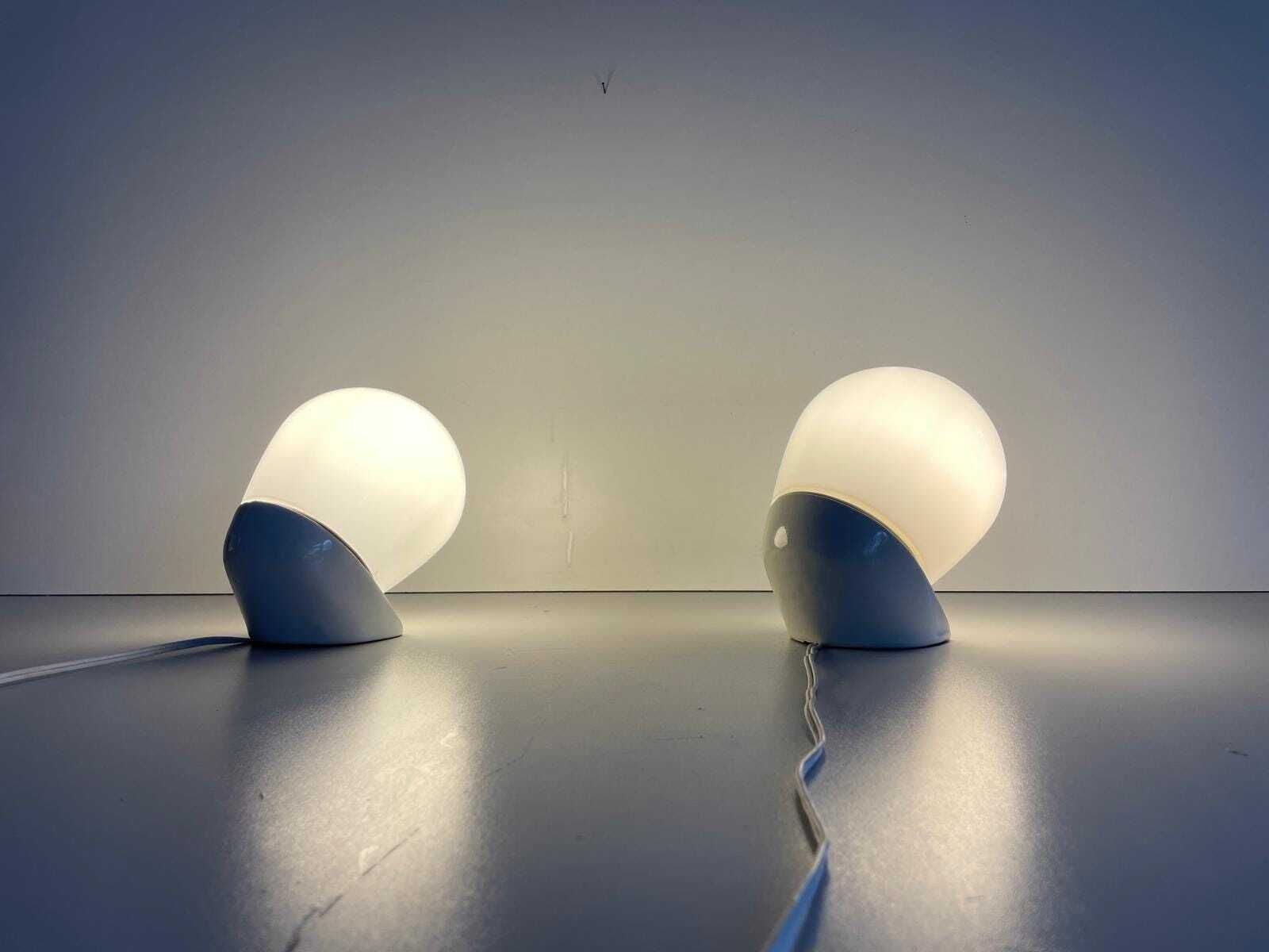 Opaline Glass & Porcelain Pair Of Bathroom Wall Lights By Wilhelm Wagenfeld For Lindner, 1940s, Germany photo Lighting
