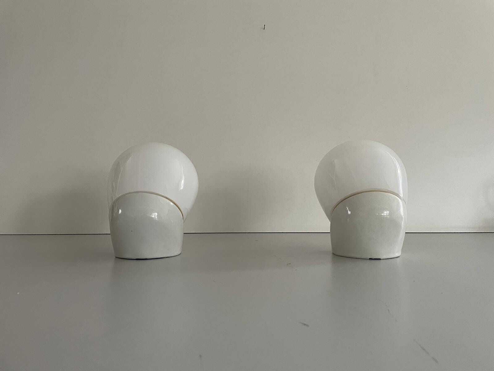 Opaline Glass & Porcelain Pair Of Bathroom Wall Lights By Wilhelm Wagenfeld For Lindner, 1940s, Germany photo 1826.0