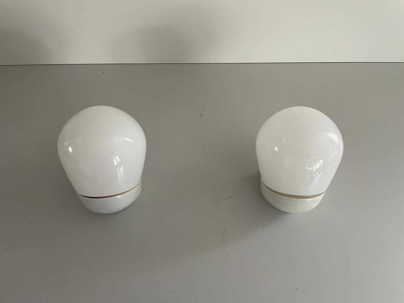 photo furniture Opaline Glass & Porcelain Pair Of Bathroom Wall Lights By Wilhelm Wagenfeld For Lindner, 1940s, Germany