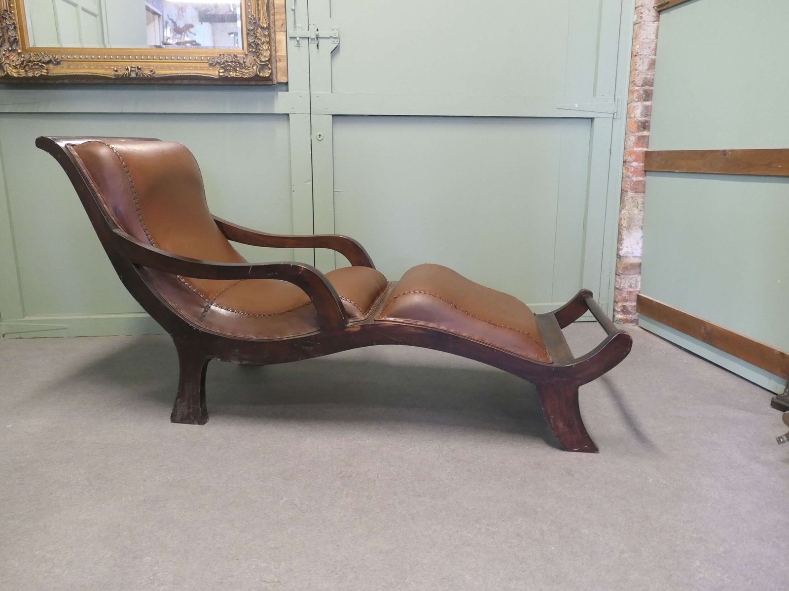 Victorian Colonial Plantation Style Chaise Lounge Superb Victorian Leather Chaise Longe photo furniture