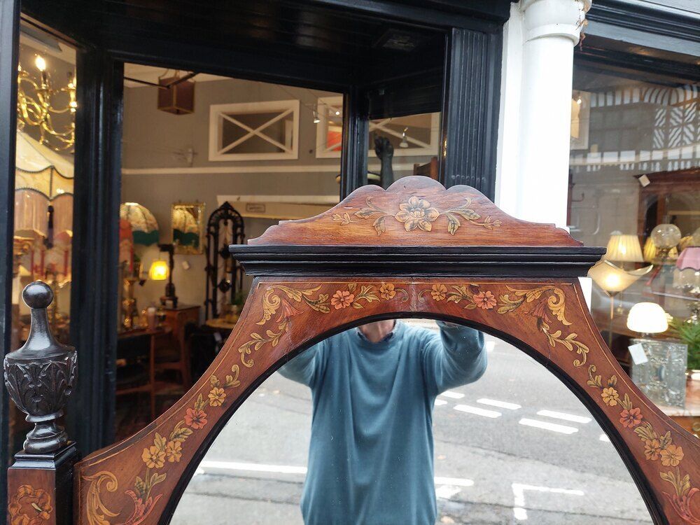 19thc Rosewood And Marquetry Inlaid Cheval Mirror photo for sale