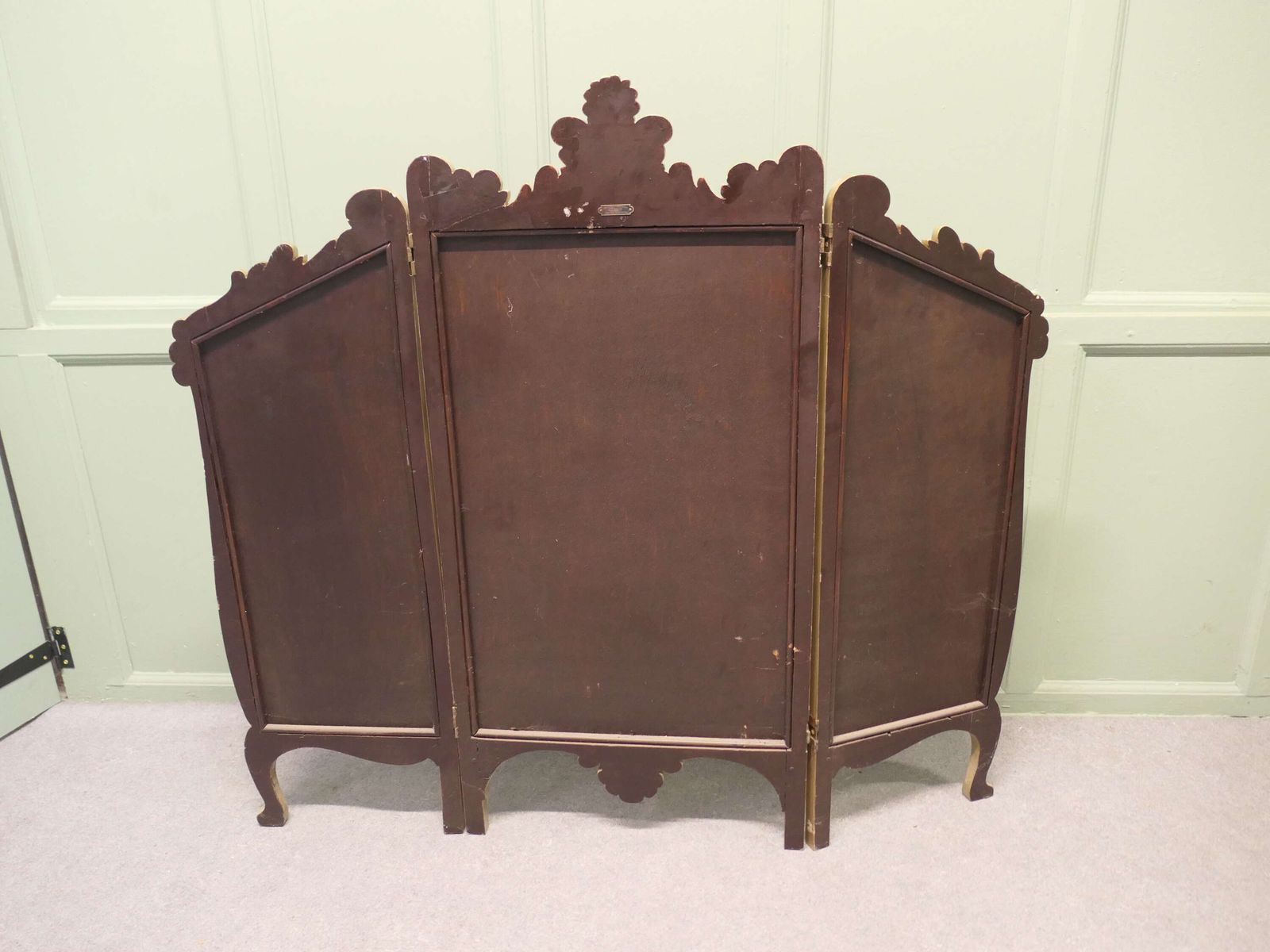 Very Unusual Painted 3 Fold Screen, Gilt Fire Screen photo for sale