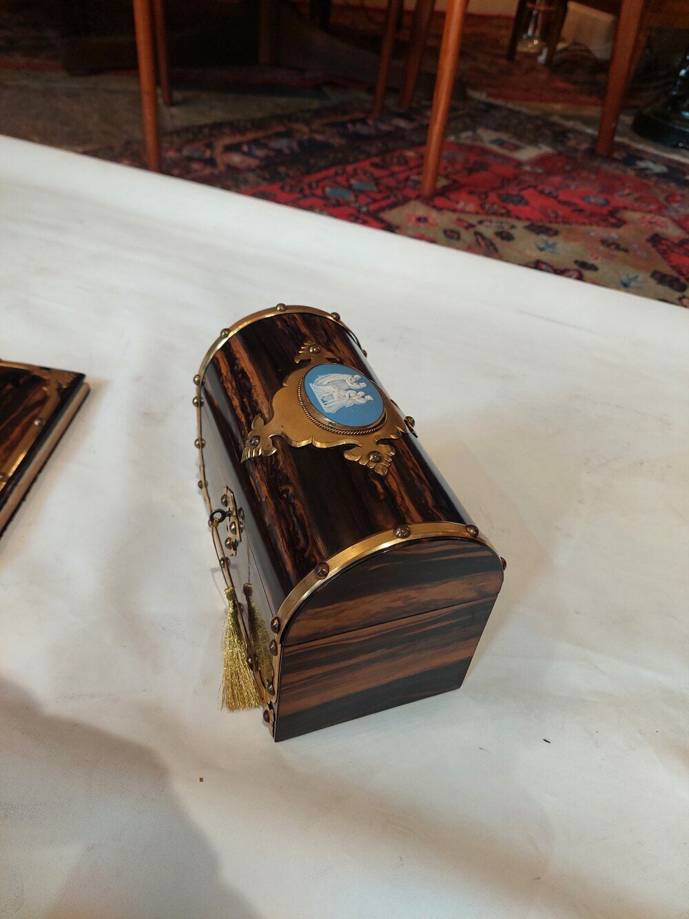 Victorian Coromandel Desk Set Letter Box photo for sale