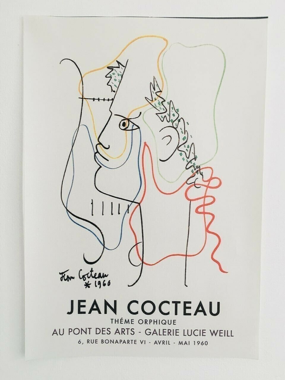 Jean Cocteau Exhibition White Abstract Canvas Art Print photo furniture