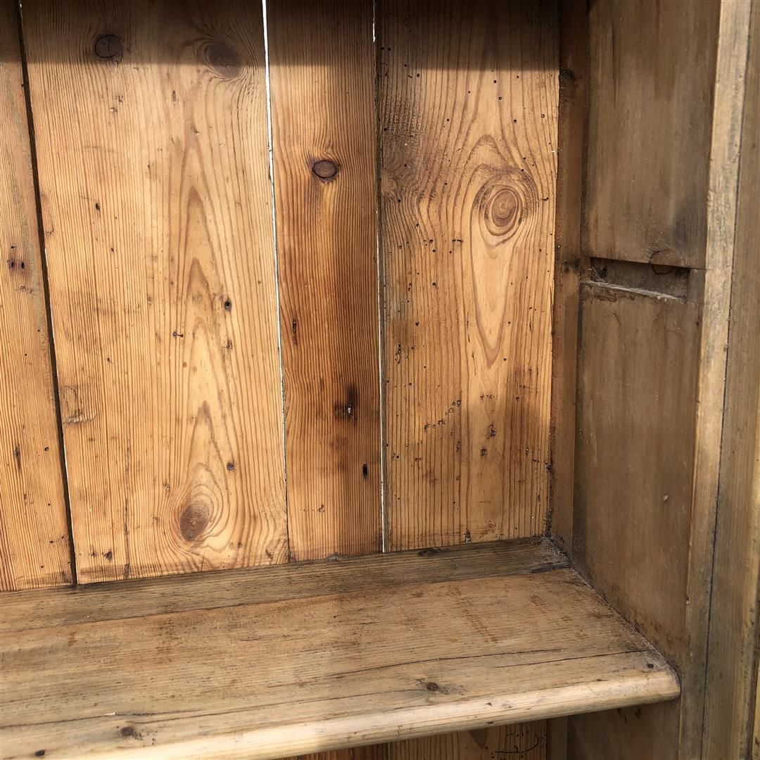 photo for sale Very Tall Narrow Shallow Antique Pine Glazed Display Cabinet 1920s