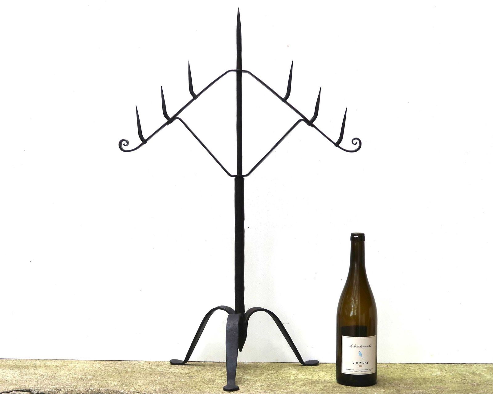 Large French Wrought Iron Tripod Candle Holder, 1950s / Brutalist, Chandelier, Candelabra, Castle, Church, Rustic, Farmhouse, Home Decor