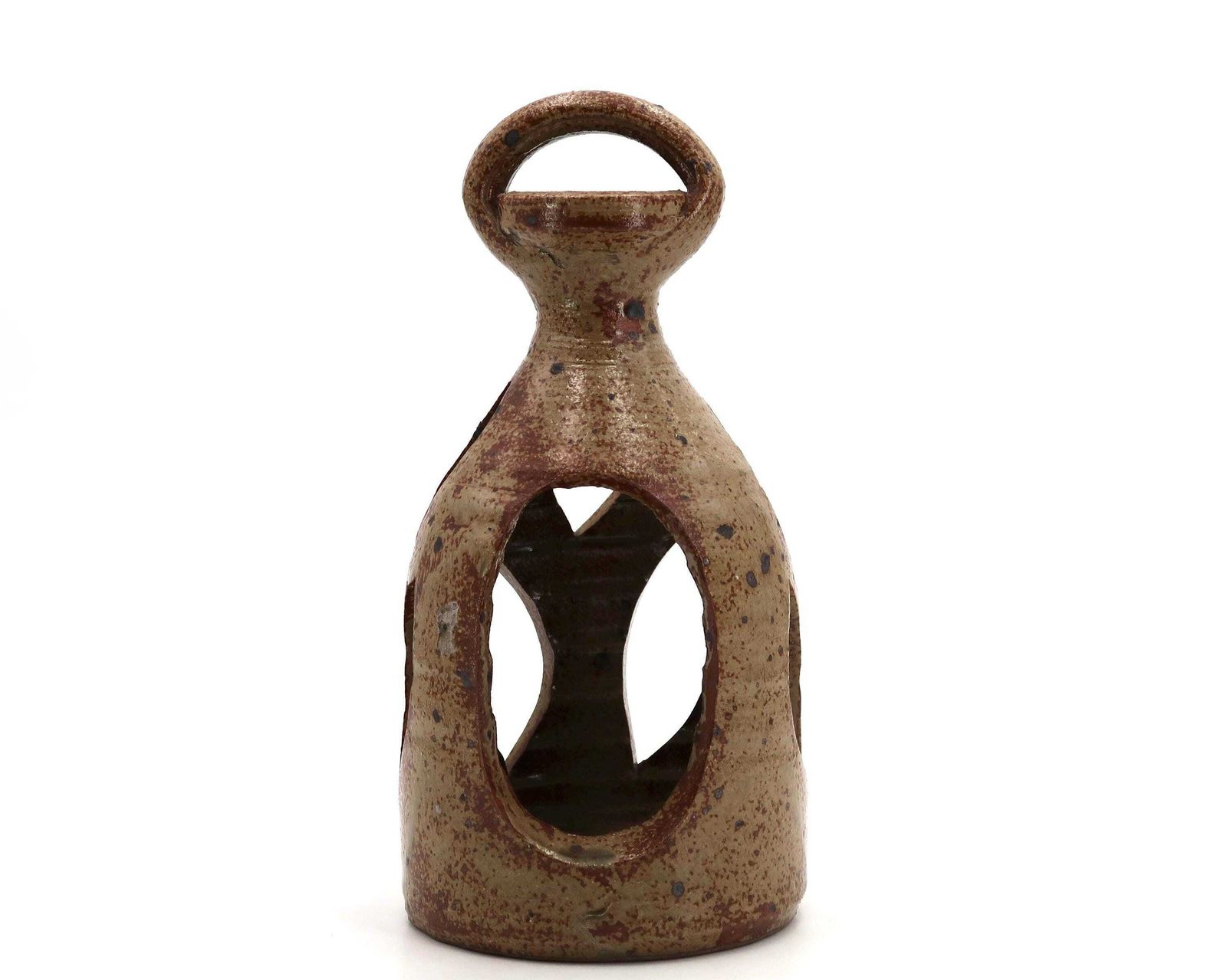 French Stoneware Ceramic Lantern Candle Holder By Guy Baudat, 1960s / Candleholder, Wabi Sabi Home Decor, Rustic Farmhouse photo for sale