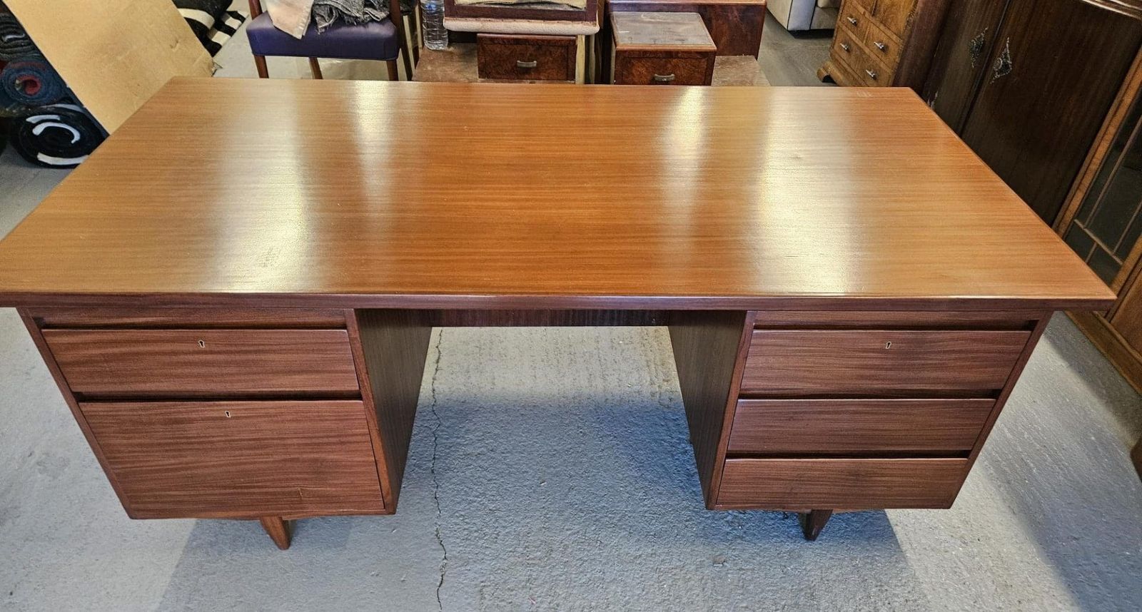 Large Danish Mid Century Teak Desk photo buy