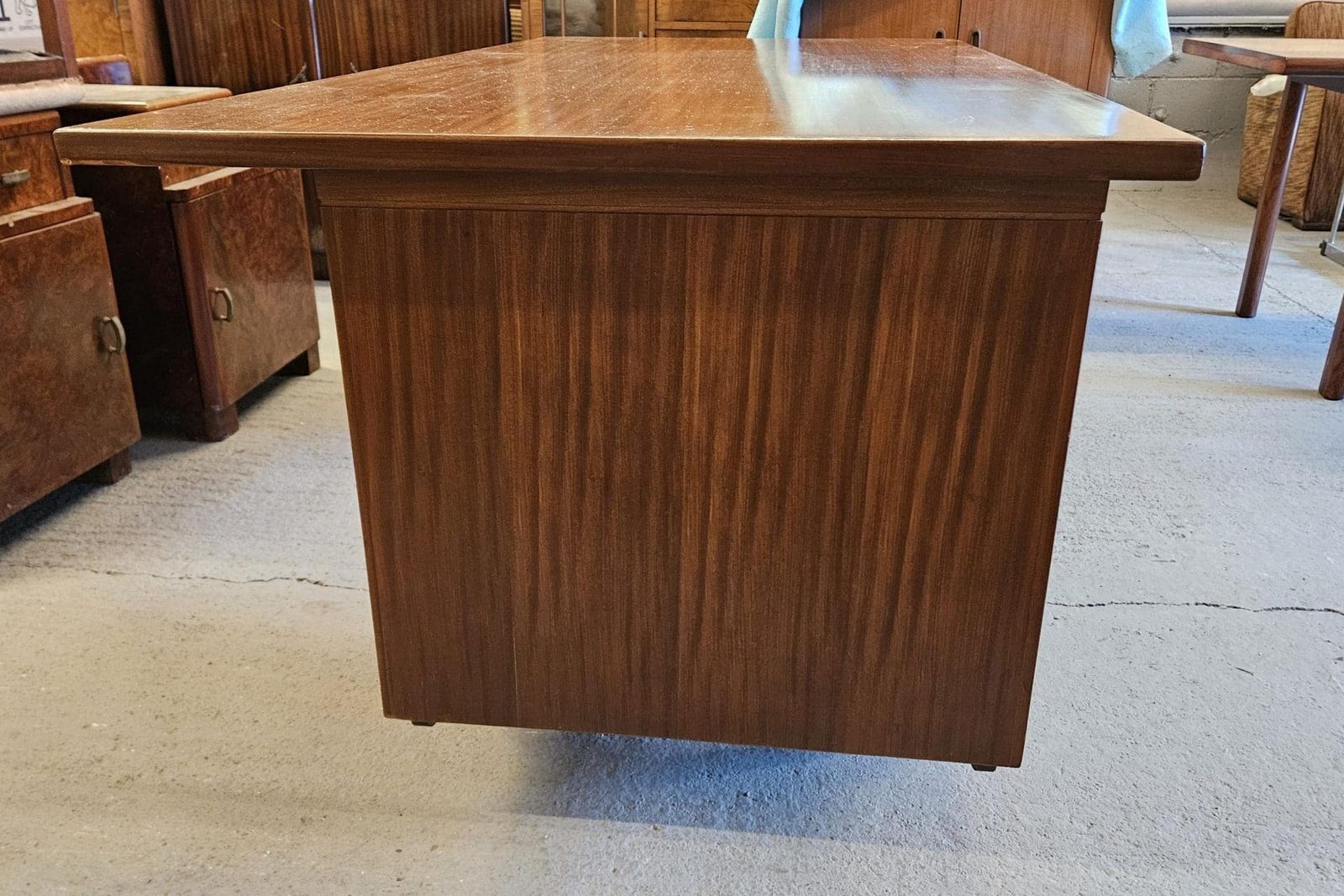 Large Danish Mid Century Teak Desk photo vintage