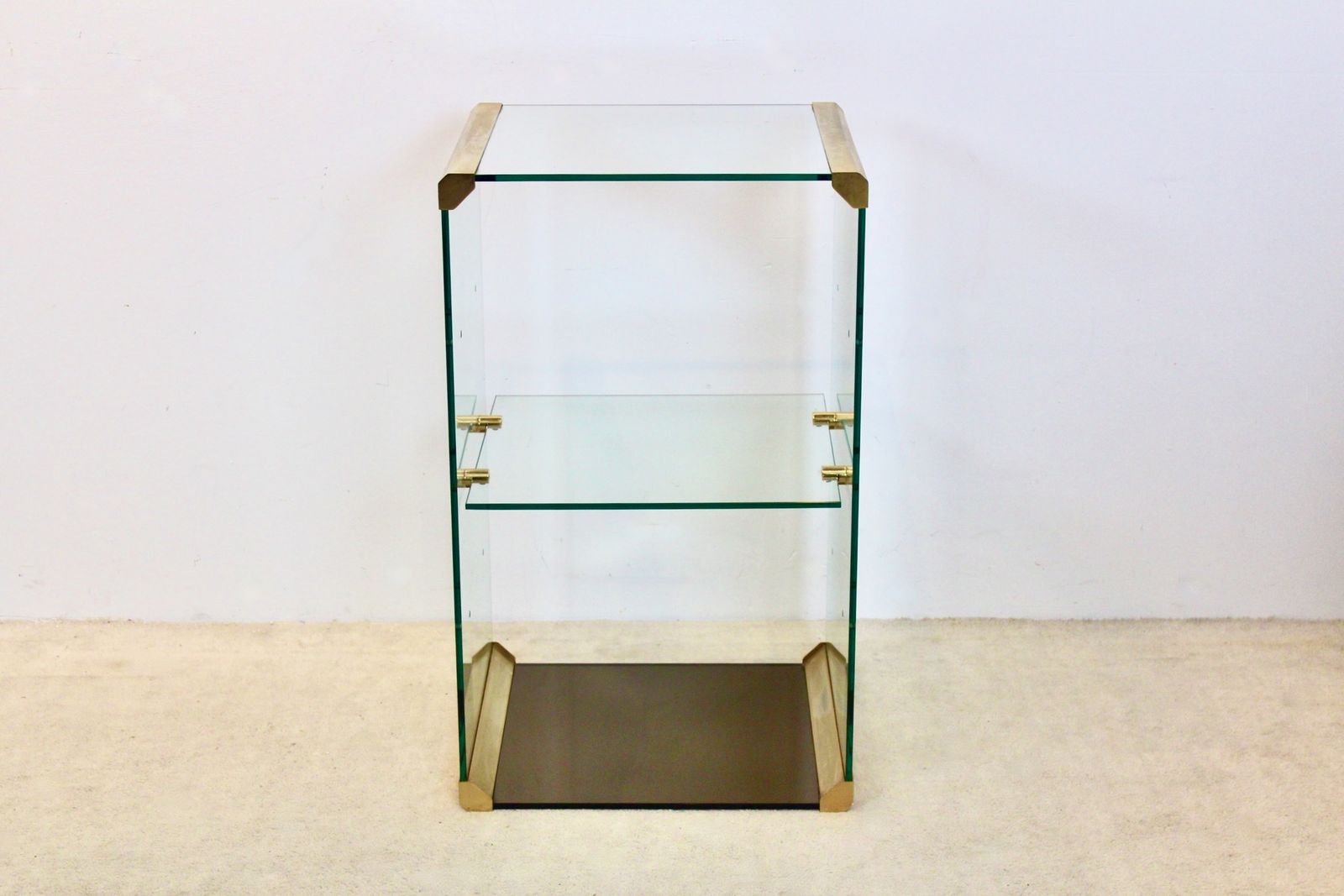 Pierangelo Gallotti For Gallotti & Radice Glass And Brass Side Table, Italy, 1970s photo furniture
