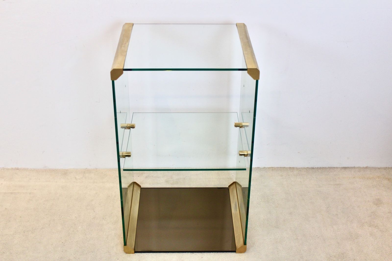 Pierangelo Gallotti For Gallotti & Radice Glass And Brass Side Table, Italy, 1970s photo for sale