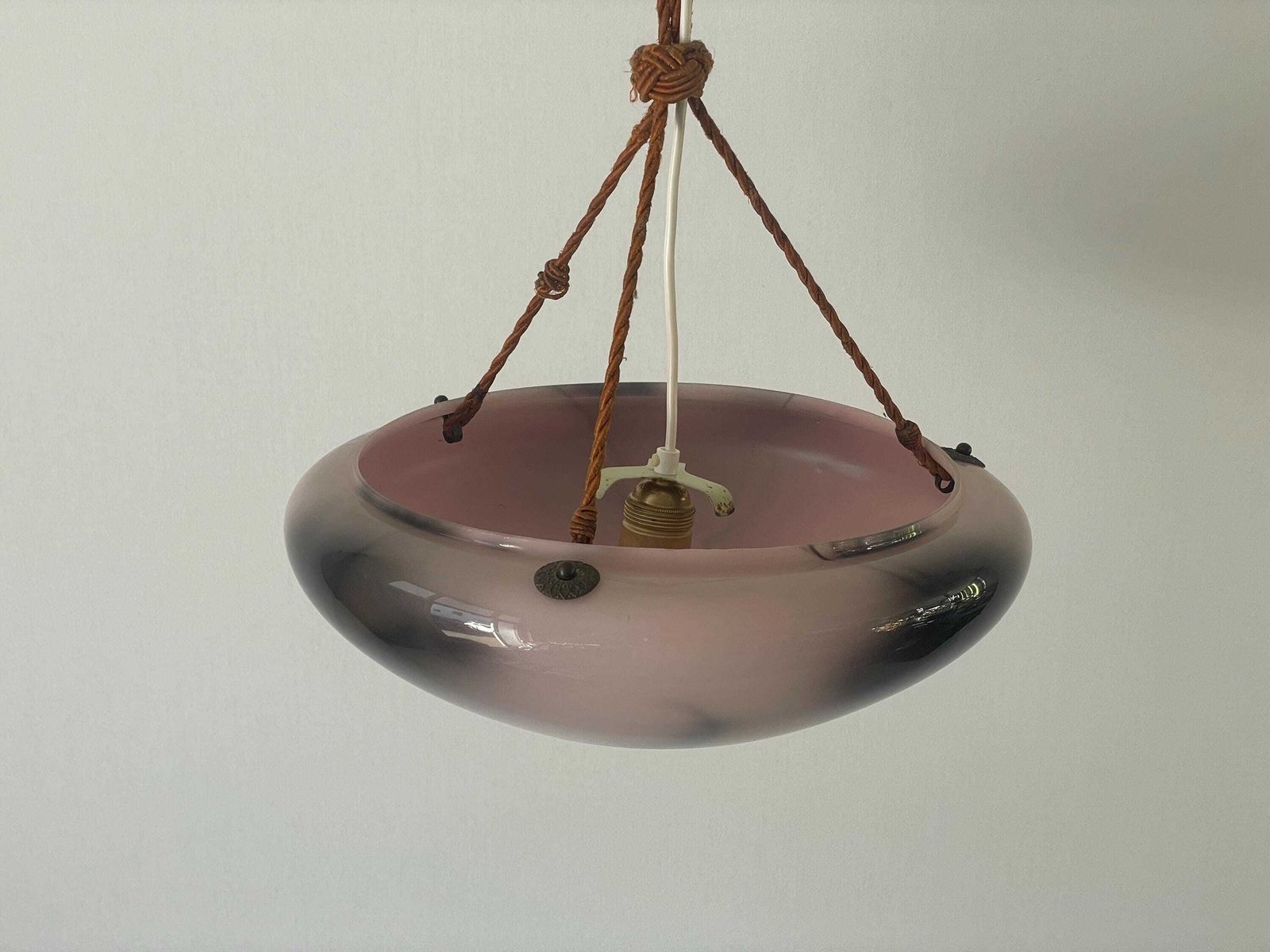 Art Deco Purple Glass Ceiling Lamp, 1940s, Germany photo 1484.0