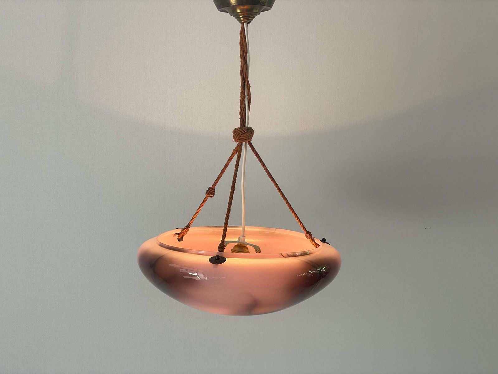 Art Deco Purple Glass Ceiling Lamp, 1940s, Germany photo vinterior