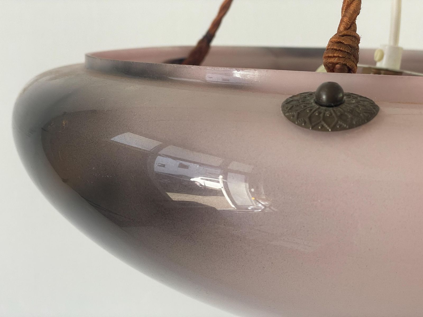 photo vinterior Art Deco Purple Glass Ceiling Lamp, 1940s, Germany