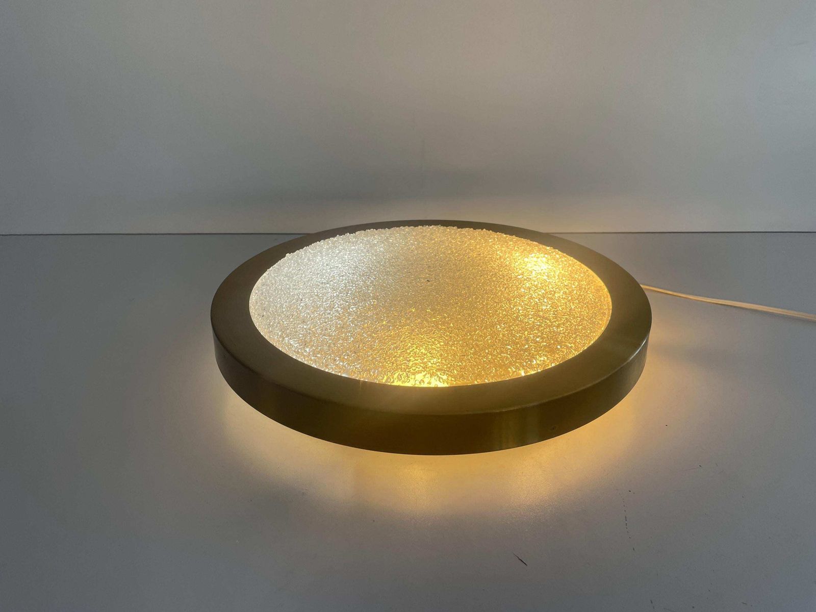Mid Century Modern Ice Glass And Metal Flush Mount Ceiling Lamp By Doria, 1960s, Germany photo furniture