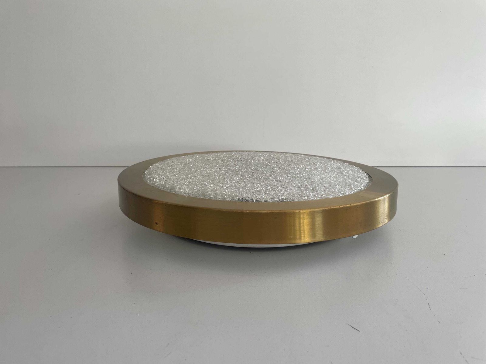 Mid Century Modern Ice Glass And Metal Flush Mount Ceiling Lamp By Doria, 1960s, Germany photo buy