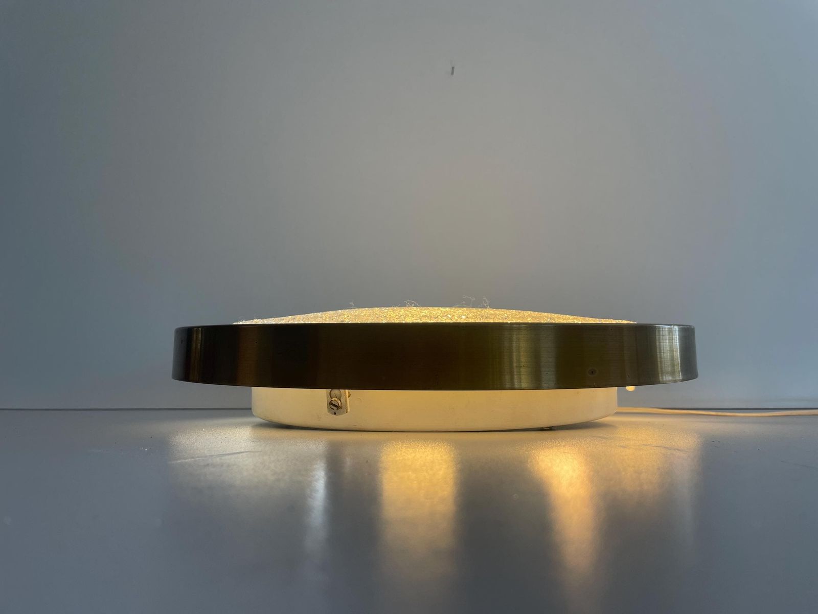 1141.0 Mid Century Modern Ice Glass And Metal Flush Mount Ceiling Lamp By Doria, 1960s, Germany photo