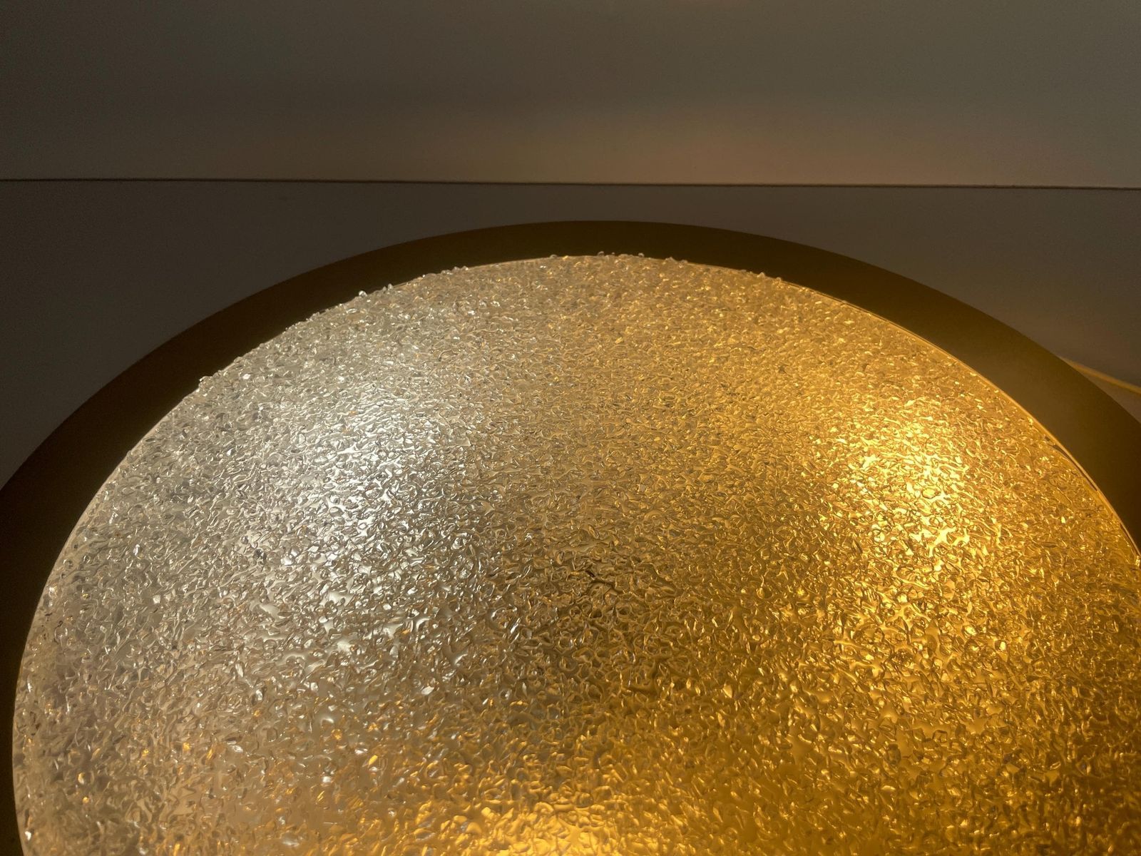 photo buy Mid Century Modern Ice Glass And Metal Flush Mount Ceiling Lamp By Doria, 1960s, Germany