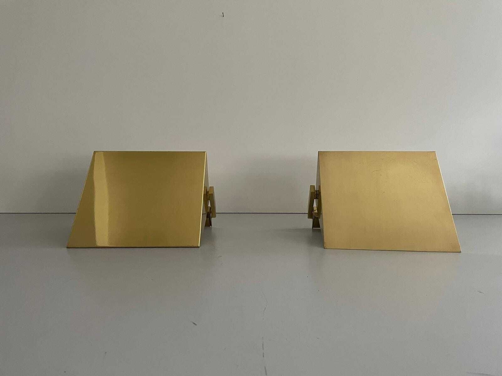 Mid Century Modern Rare Brass And Glass Pair Of Sconces By Vereinigte Werkstätten, 1960s, Germany photo 3424.0