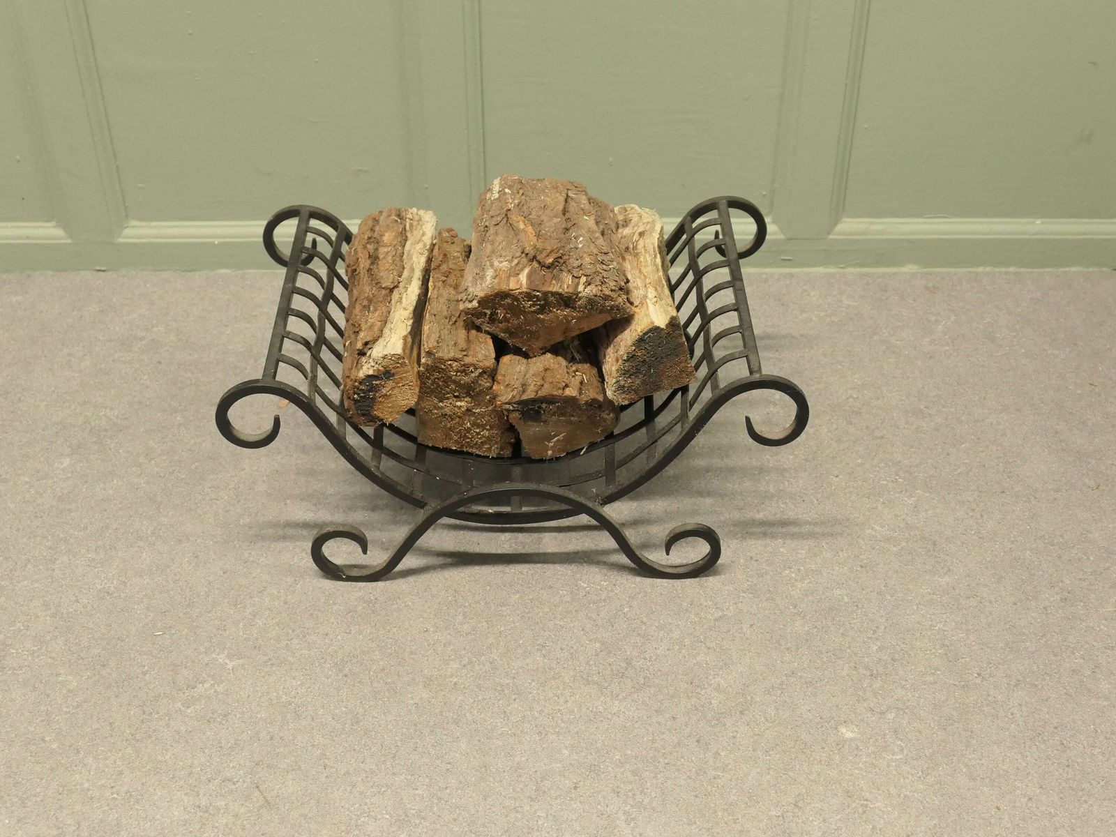 Attractive Cast Iron Log Carrier This Is A Great Piece, It Is Made In Iron And Curved To photo Home Fixtures