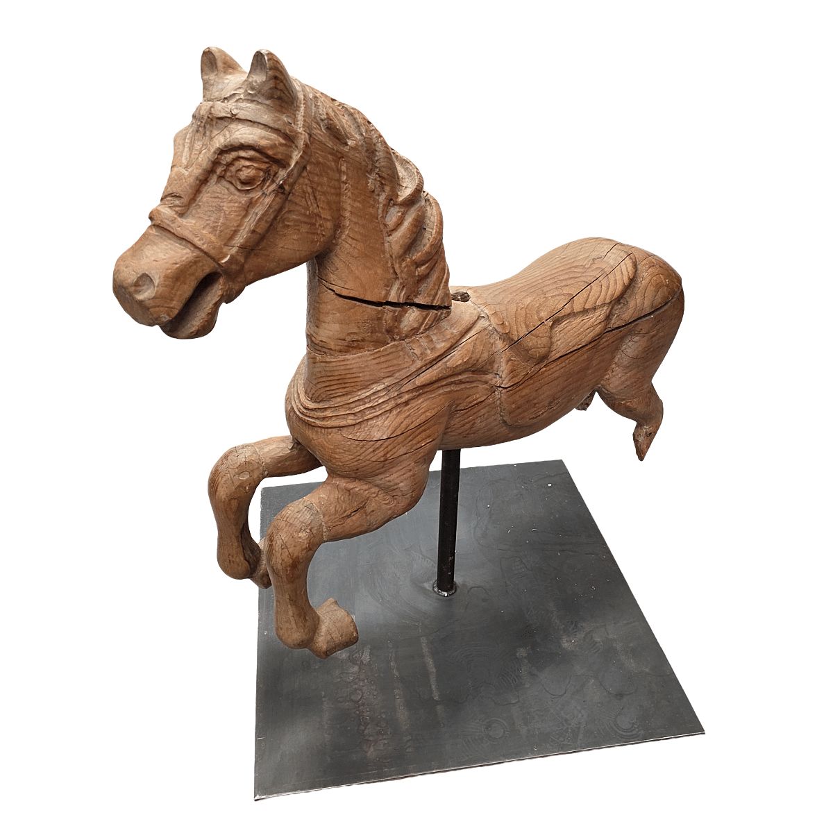 Antique Wooden Carousel Horse On Stand, Late 1800s photo furniture