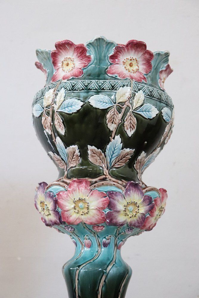 Art Nouevau Ceramic Vase With Column photo vintage