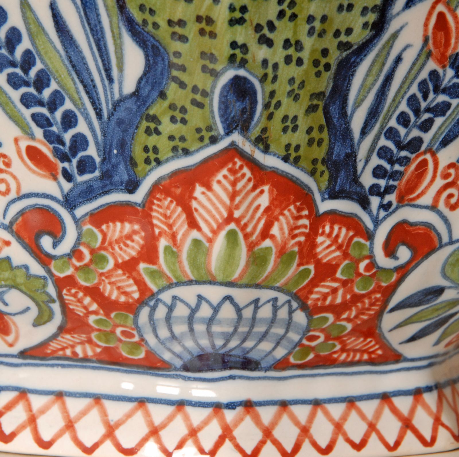 Delft Vases Polychrome Delftware Chinoiserie Garniture Of Vases Set Of 3 photo vintage