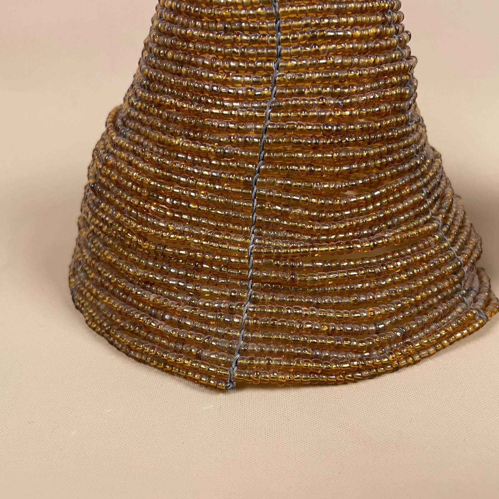 Pair Of 2 Vintage Cone Glass Beaded Lamp Shade Lampshade Lightshade Orange Candle Toppers  Downton Abbey Antique Classic Set Handmade photo buy