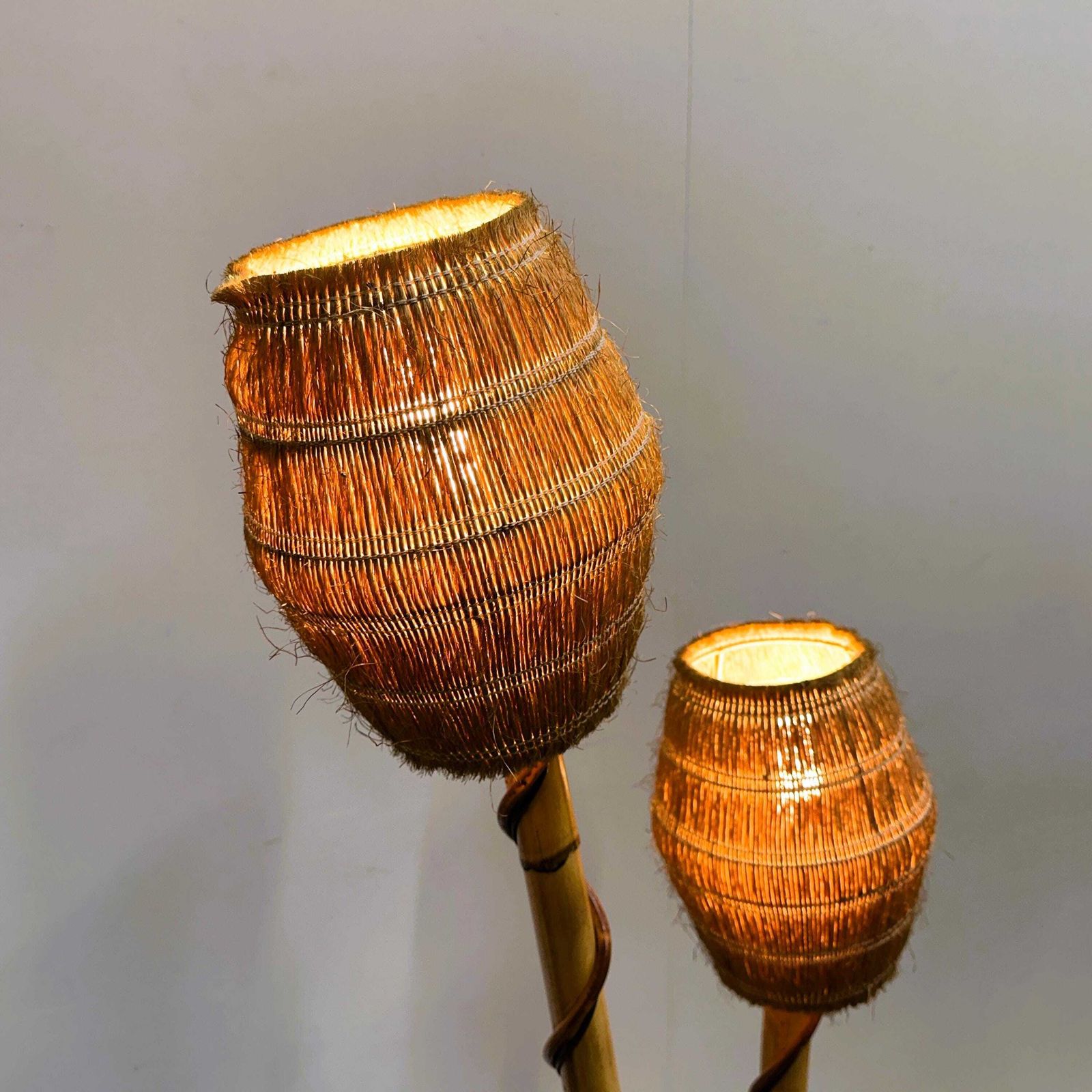 Louis Sognot Rattan And Wicker Floor Lamp, France, 1960s photo furniture