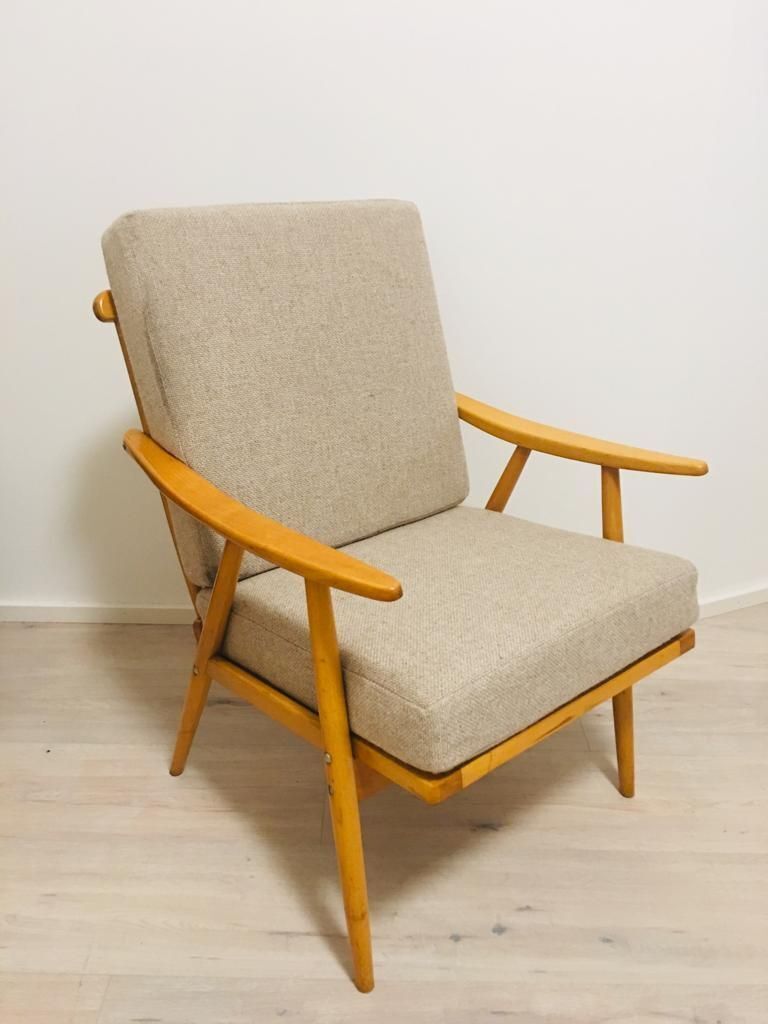 Modernist Beech Boomerang Armchairs From Ton, 1960s