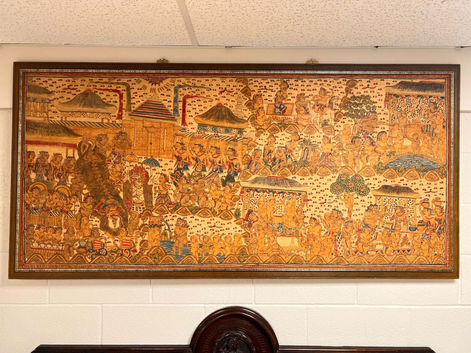 Balinese, Wayang Style Kamasan Painting On Batik Cloth