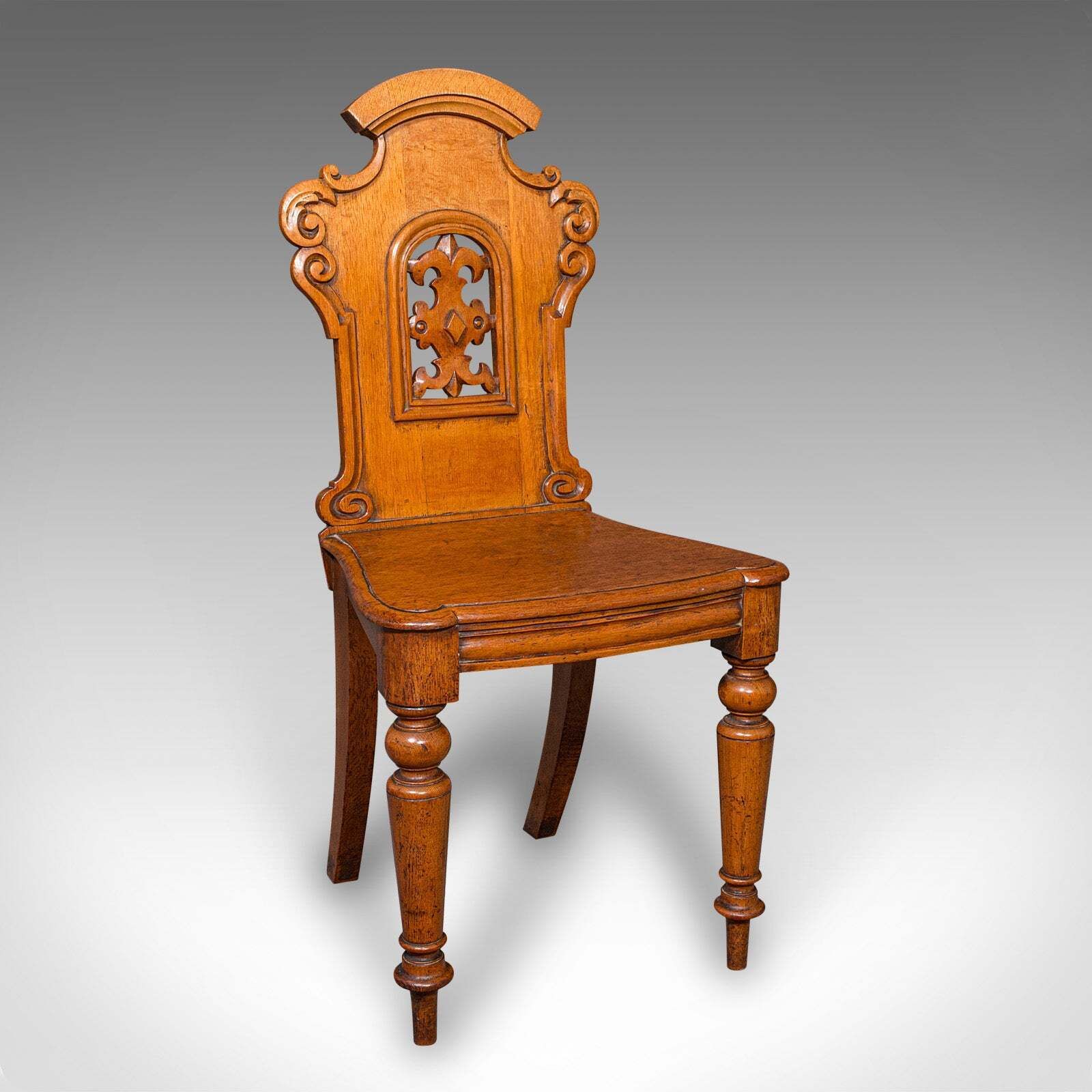 Pair Of Antique Hall Chairs, Scottish, Oak, Reception Seats, Regency, Circa 1830 photo for sale