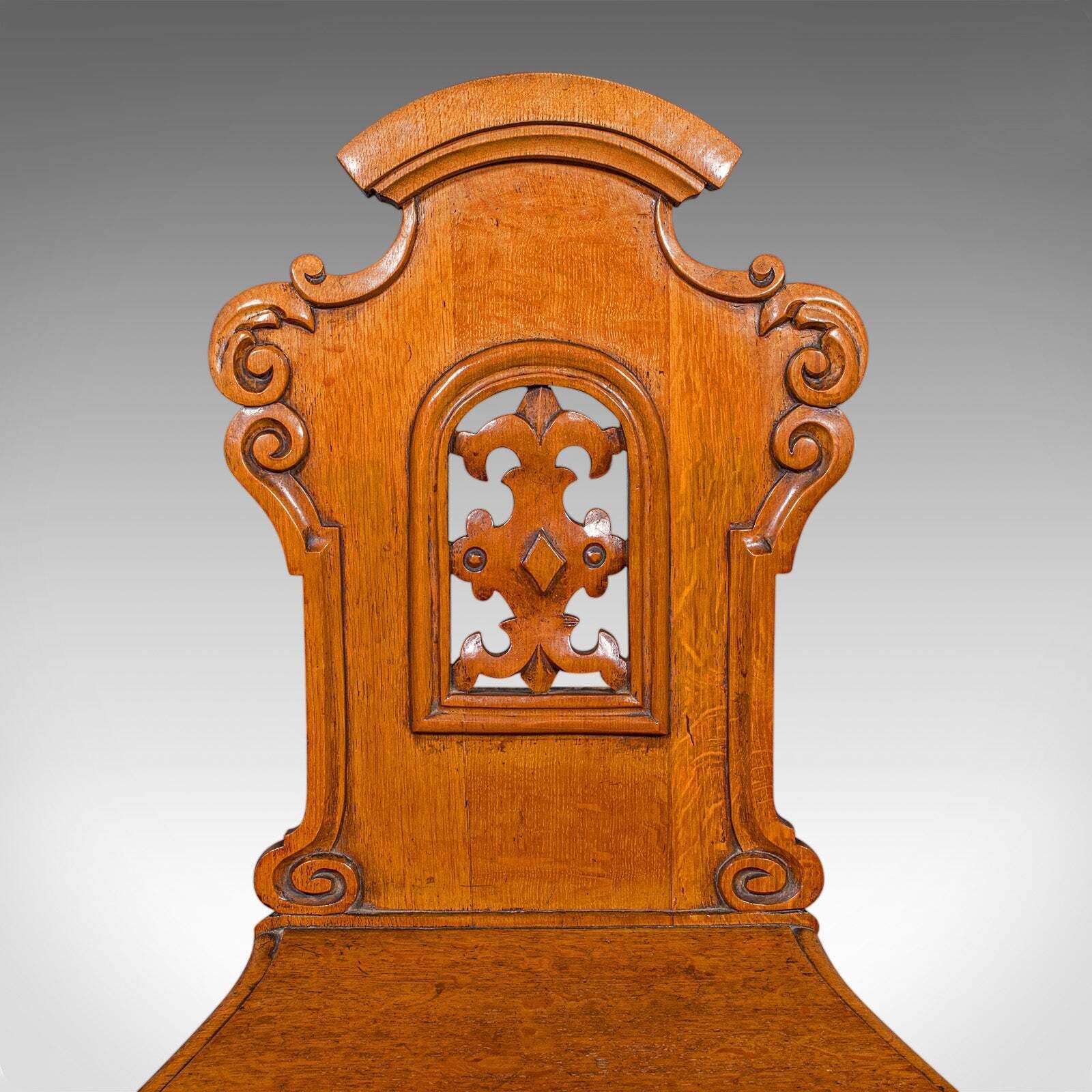 Pair Of Antique Hall Chairs, Scottish, Oak, Reception Seats, Regency, Circa 1830 photo vintage