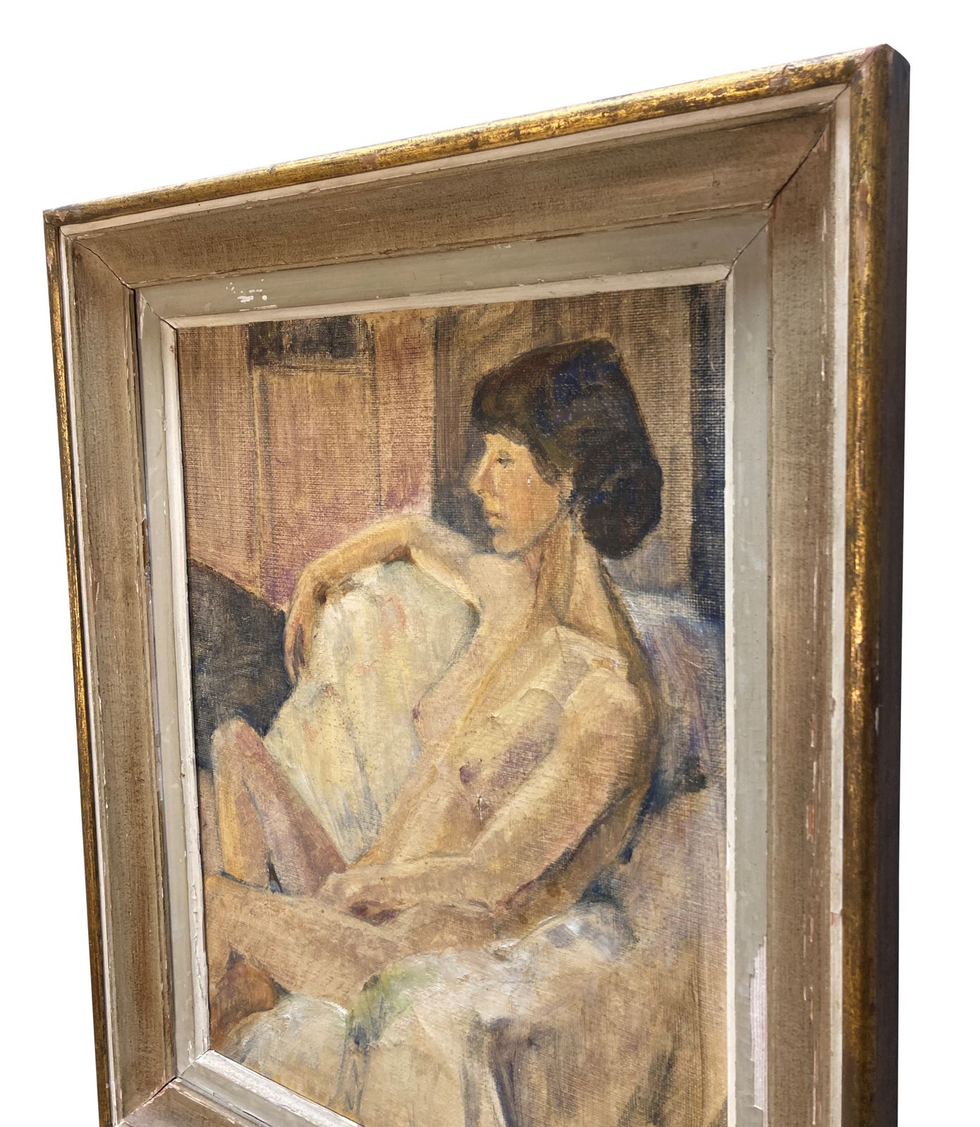 An English Framed Oil On Canvas Of A Female Nude photo for sale
