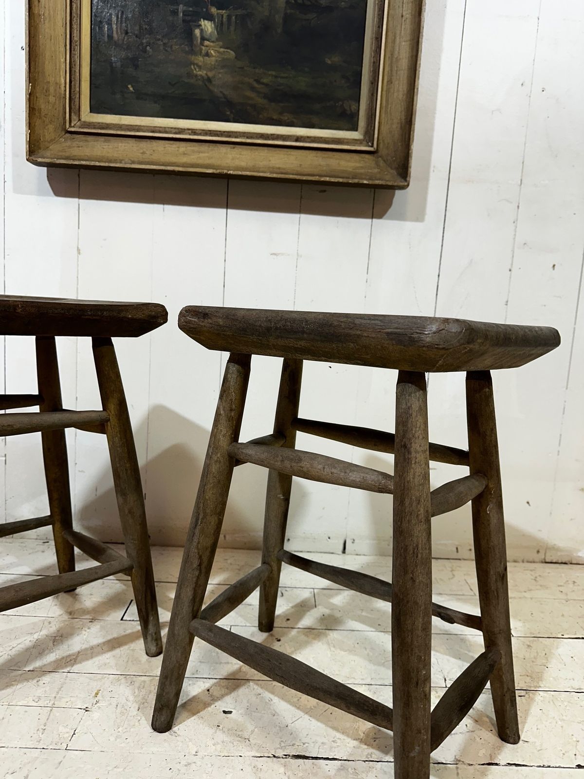 Furniture Victorian Pitch Pine Handcrafted Milking Stool photo